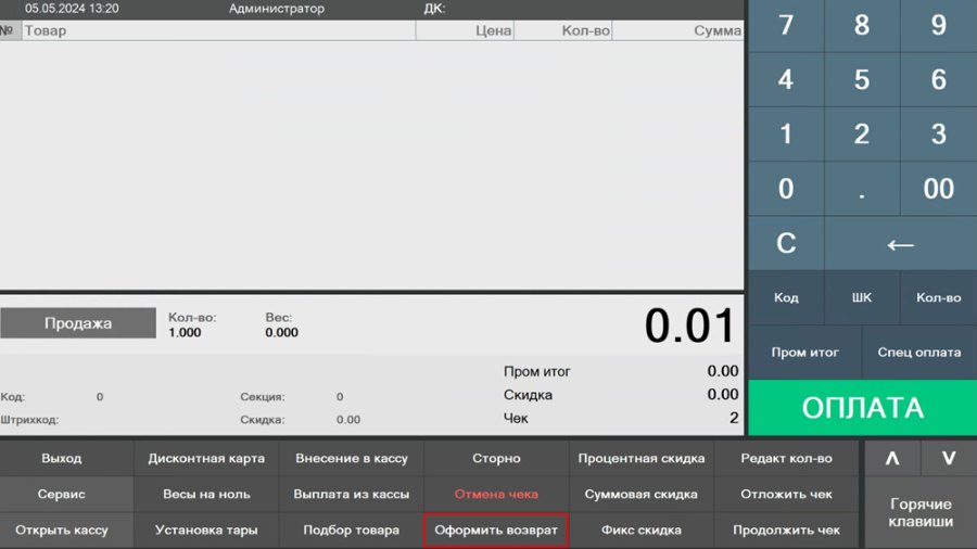 Как оформить возврат по номеру чека