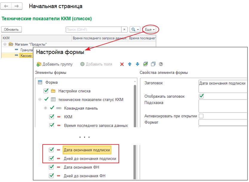 Мониторинг подписок и технических показателей ККМ