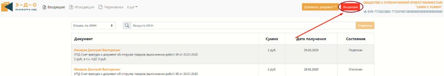 Платформа ЭДО (Платформа ОФД): регистрация, лицензии и сертификаты